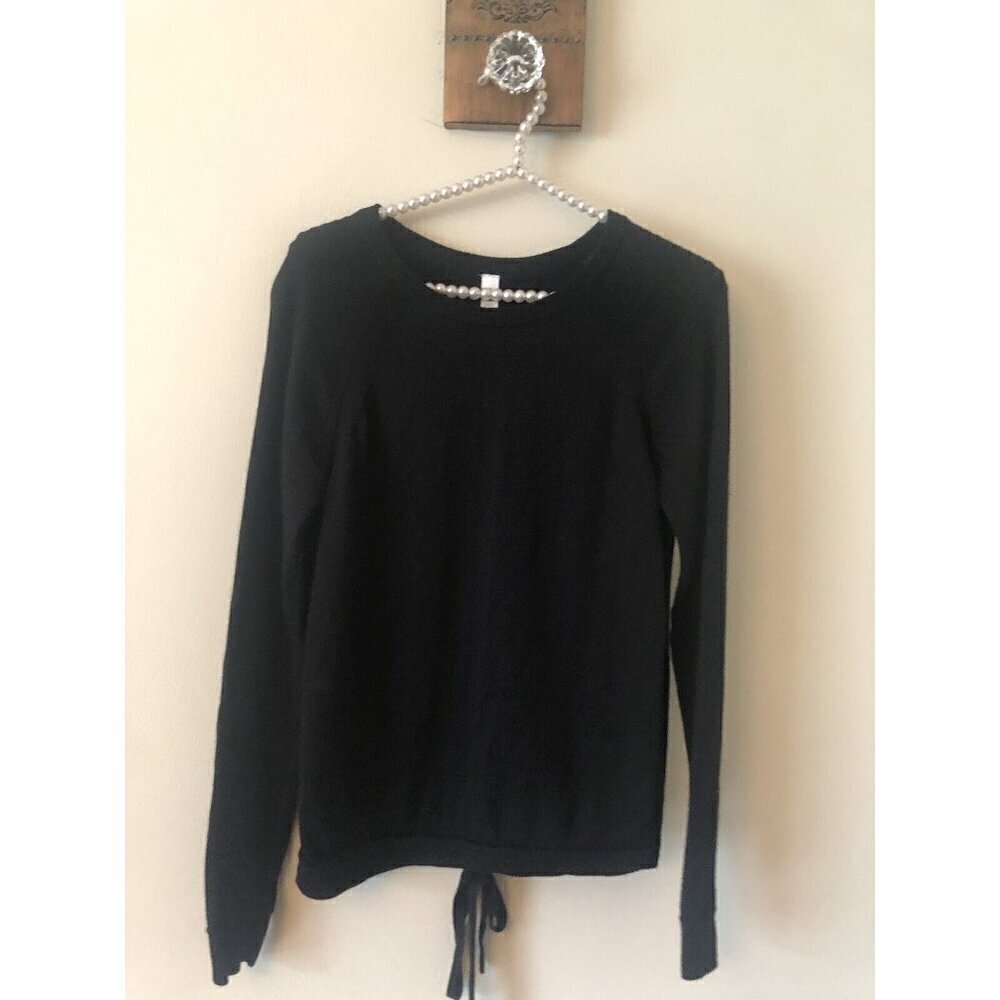 Lululemon Size 4 Tied To You Sweater Black Lace Up Back Merino Wool Long Sleeve